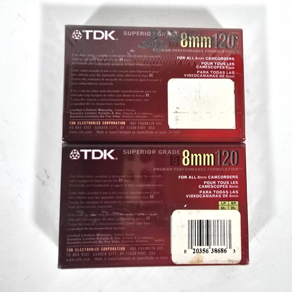 TDK Superior Grade 8mm 120 Minute Video Cassette Tapes P6-120MP 2 Pack - Picture 2 of 4